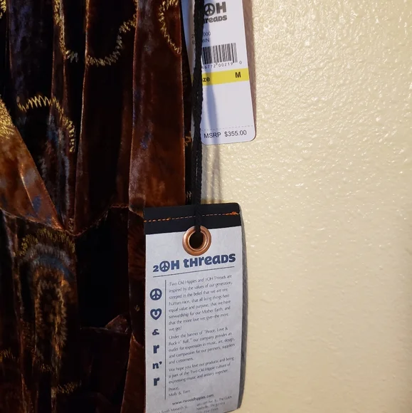 NWT 2OH THREADS & 2 OLD HIPPIES BROWN GOLD NAVY BLUE BOHO GYPSY RAYLON AND SILK - Picture 2 of 8